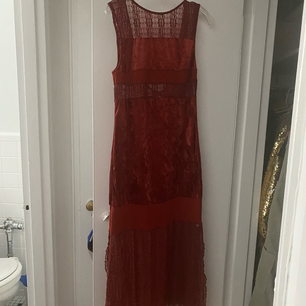 Red velvet and lace free people dress